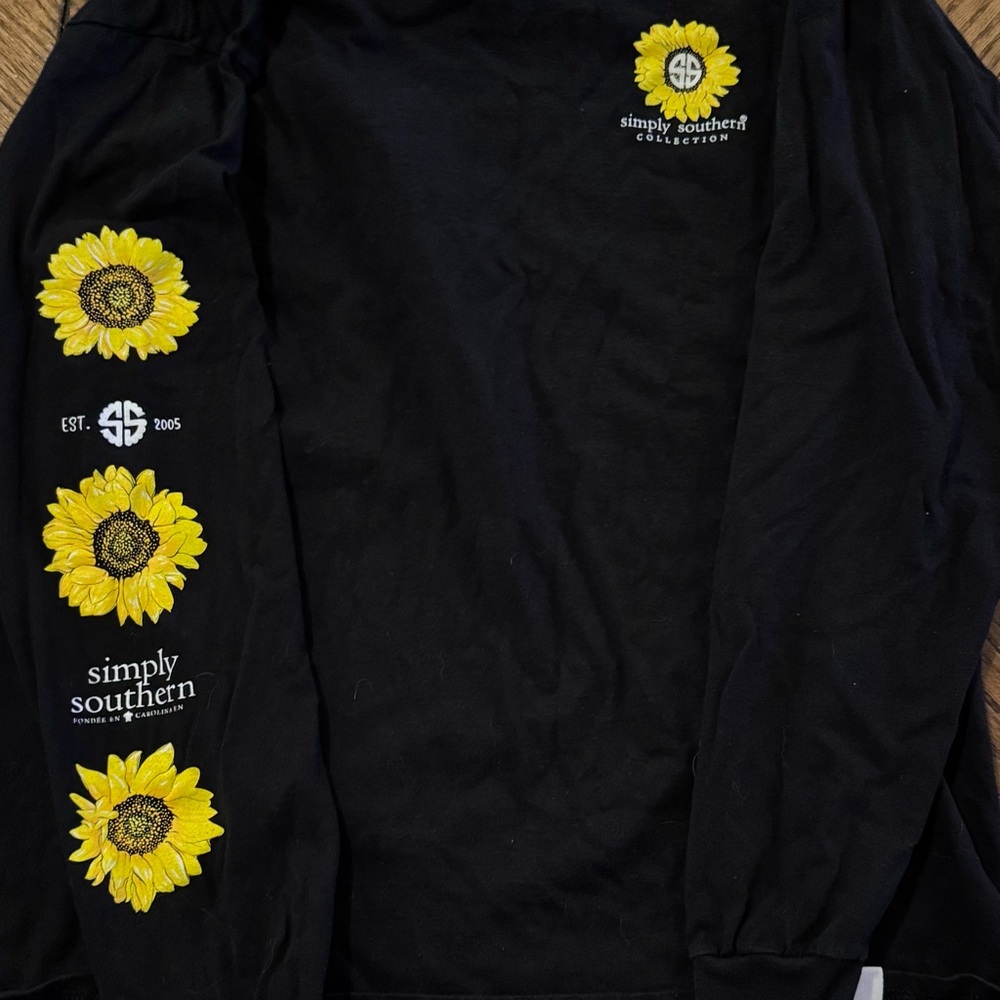 Simply Southern Black Tee with Yellow Sunflower